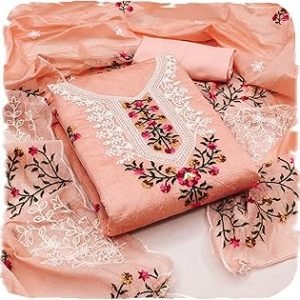 Pandadi Saree Women's Heavy Chanderi Embroidery Work Fancy Unstitched Salwar Suit Dress Material
