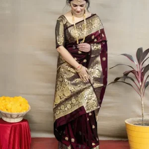 Woven Kanjivaram Pure Silk, Art Silk Saree  (Maroon)