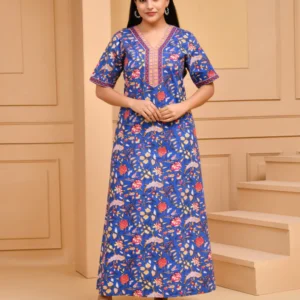 Blue Cotton Comfortable Night Gown