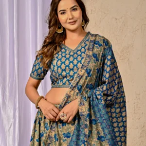 Ethnic Blue Cotton Printed Lehenga