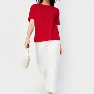 Red Round Neck Cotton T-shirt