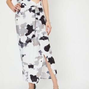 Women White Printed Draped Skirt