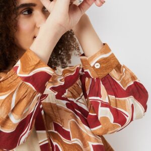 Women Printed Bishop Sleeves Top(Multicolour)