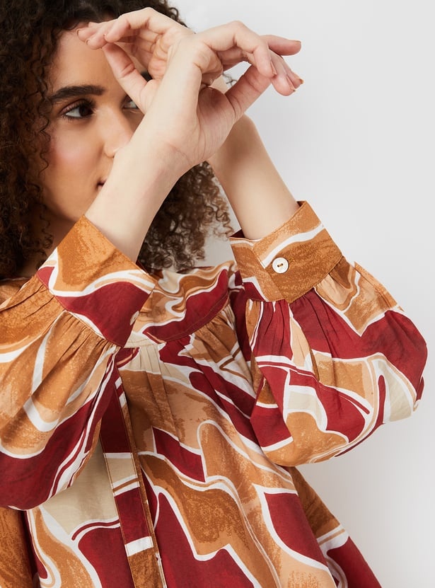 Women Printed Bishop Sleeves Top(Multicolour)