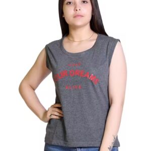 Chest print round neck t-shirt