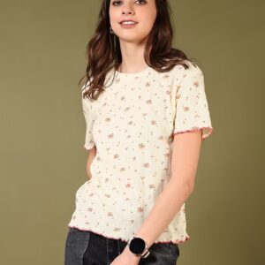 Floral printed round neck t-shirt